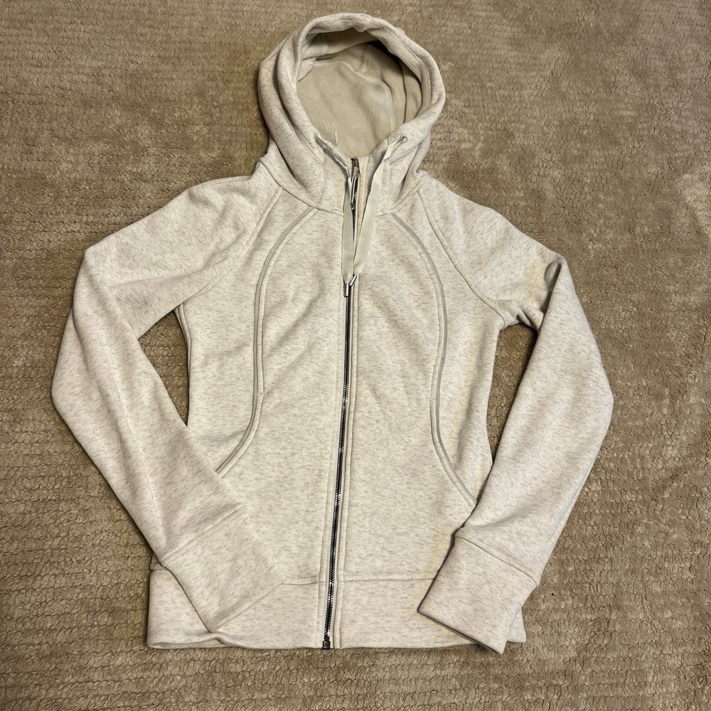 Lululemon Scuba Full-Zip Hoodie Plush Heathered Ivory size 2